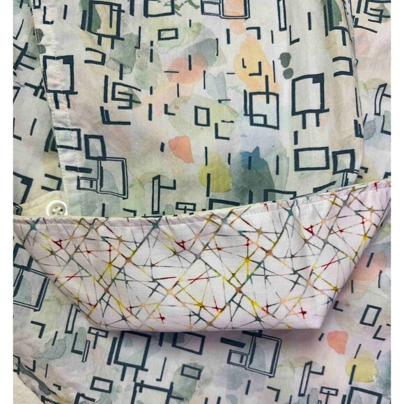 Robert Graham Long Sleeve Shirt Mens L Button Front Flip Cuff Abstract Colorful - Picture 4 of 9